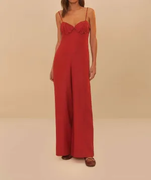 Petals Wide Leg Jumpsuit In Red