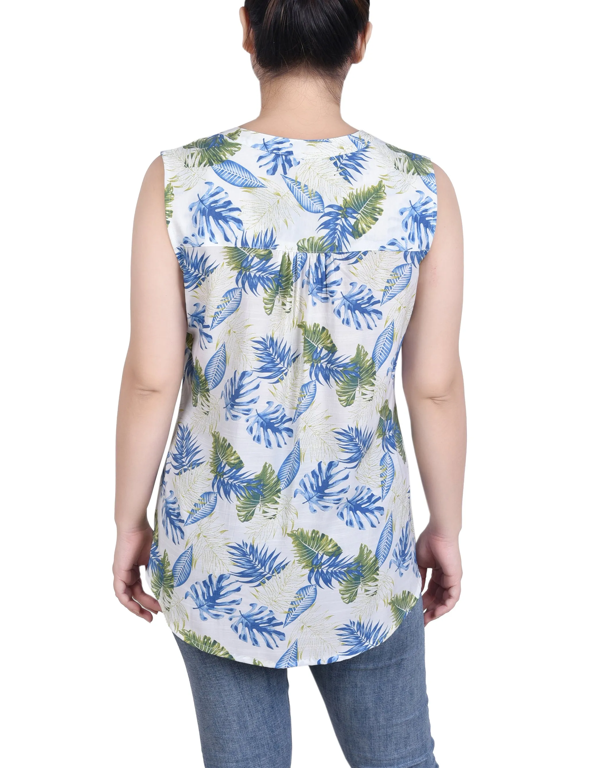 Petite Sleeveless Pintucked Blouse