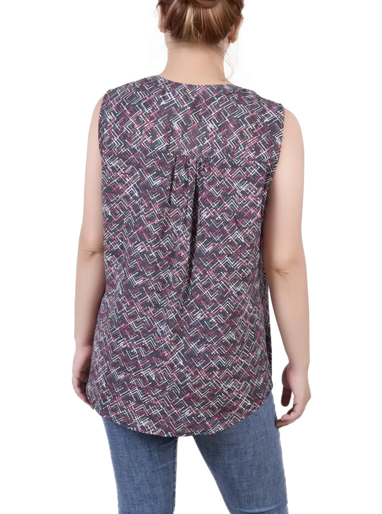 Petite Sleeveless Pintucked Blouse