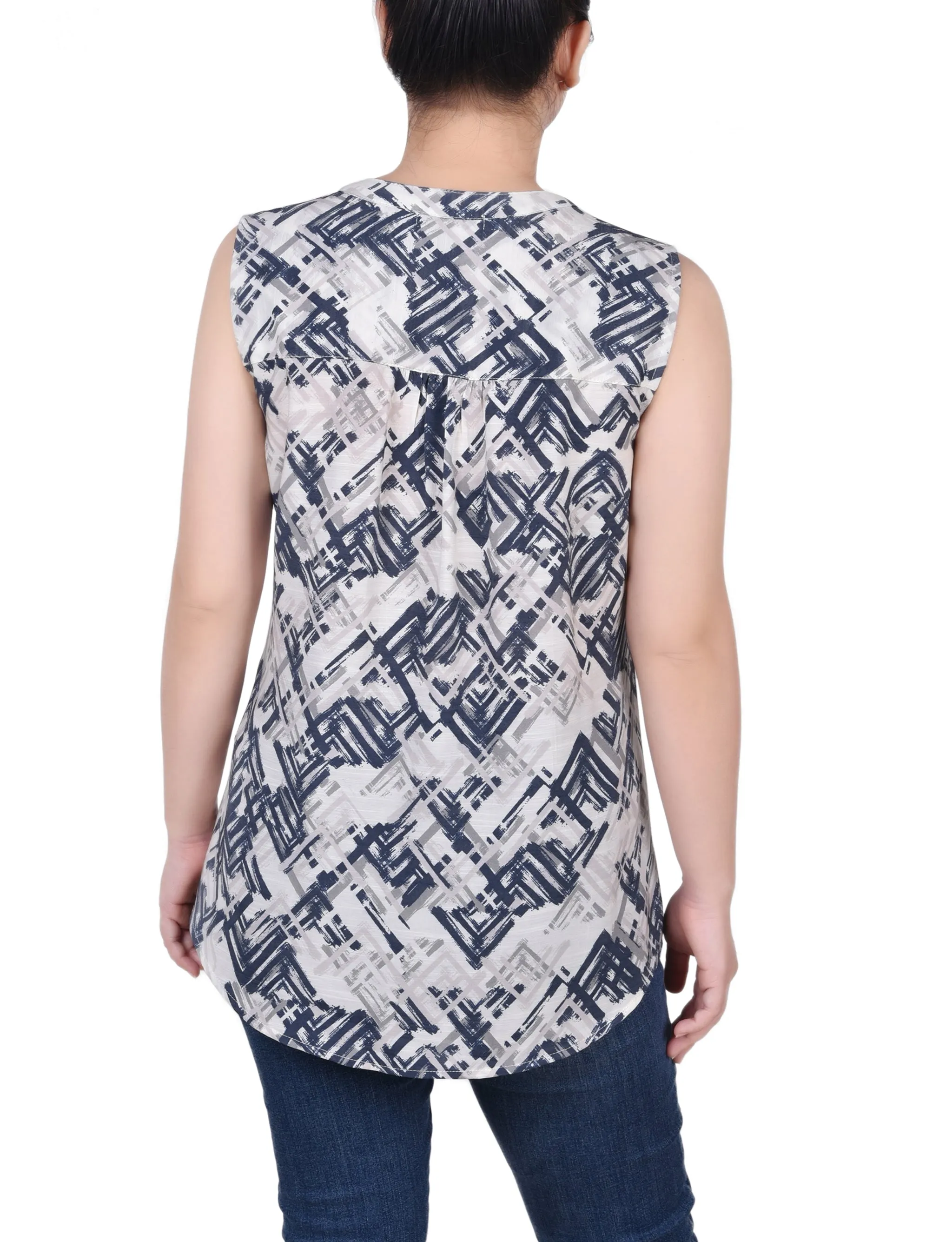 Petite Sleeveless Pintucked Blouse