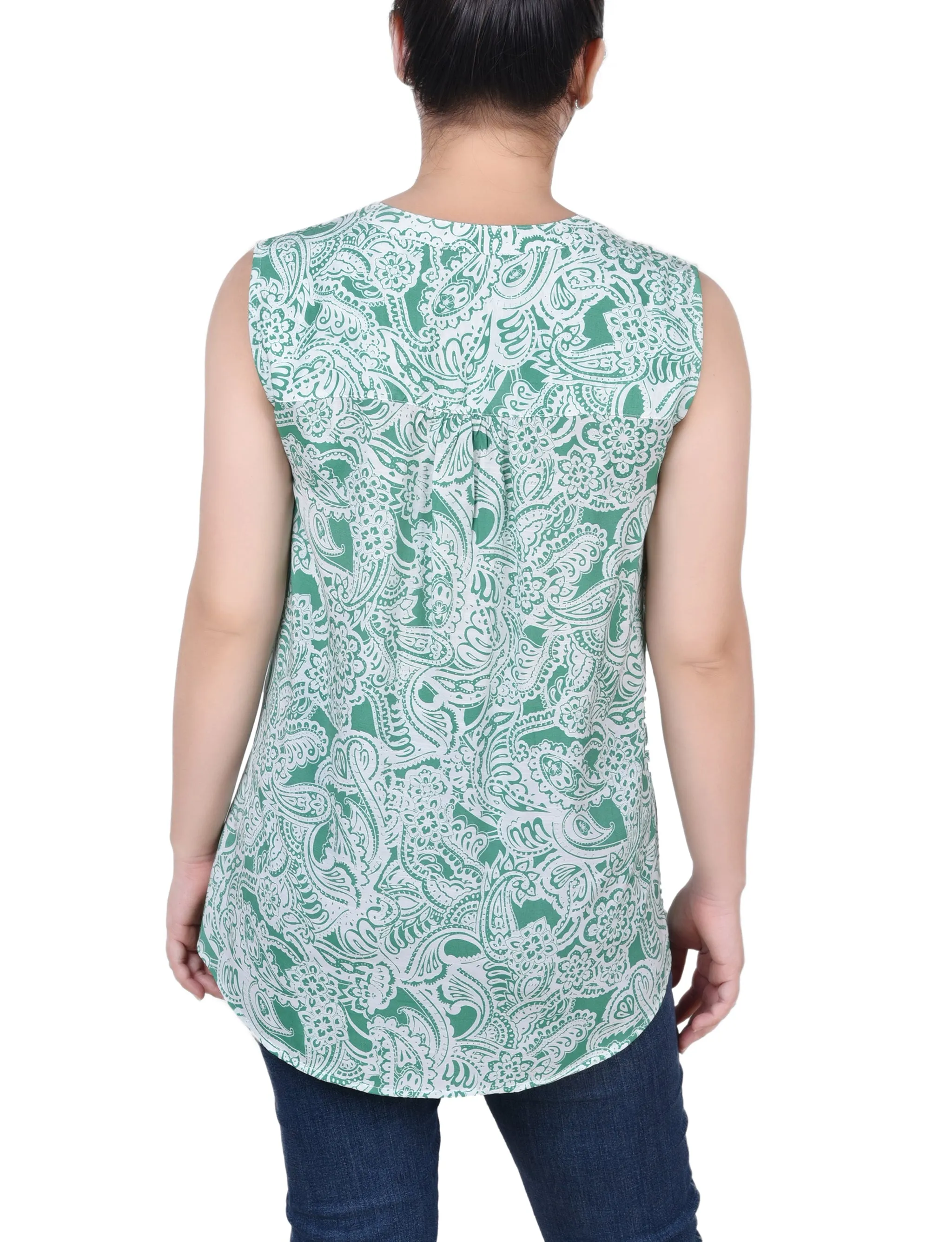 Petite Sleeveless Pintucked Blouse