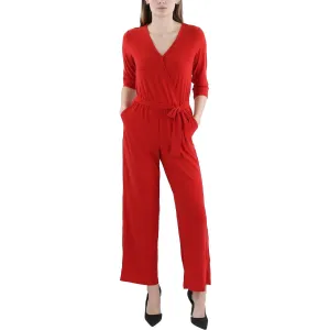 Petites Womens Belted Light Jumpsuit