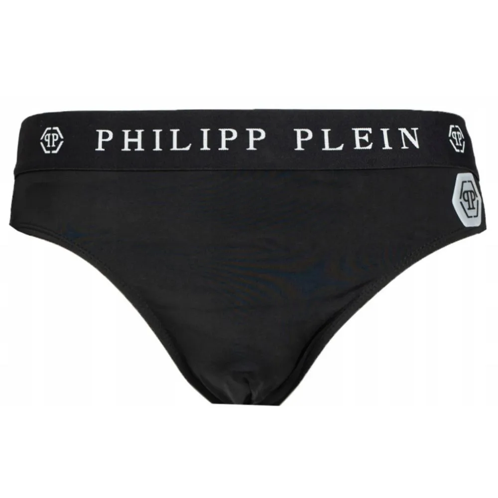 Philipp Plein Sleek Nylon Swim Briefs with Iconic Logo Men's Detail
