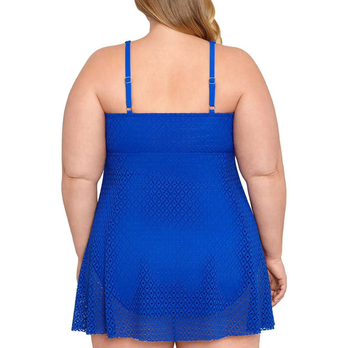 Plus Womens Solid Tummy Control One-Piece Swimsuit