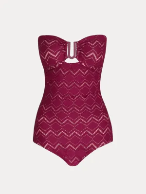 Pointelle-Knit Bandeau Swimsuit