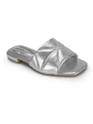 QUINCIE Womens Leather Open Toe Slide Sandals