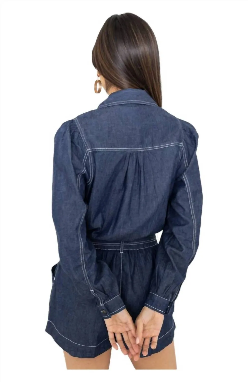 Quincy Romper In Chambray