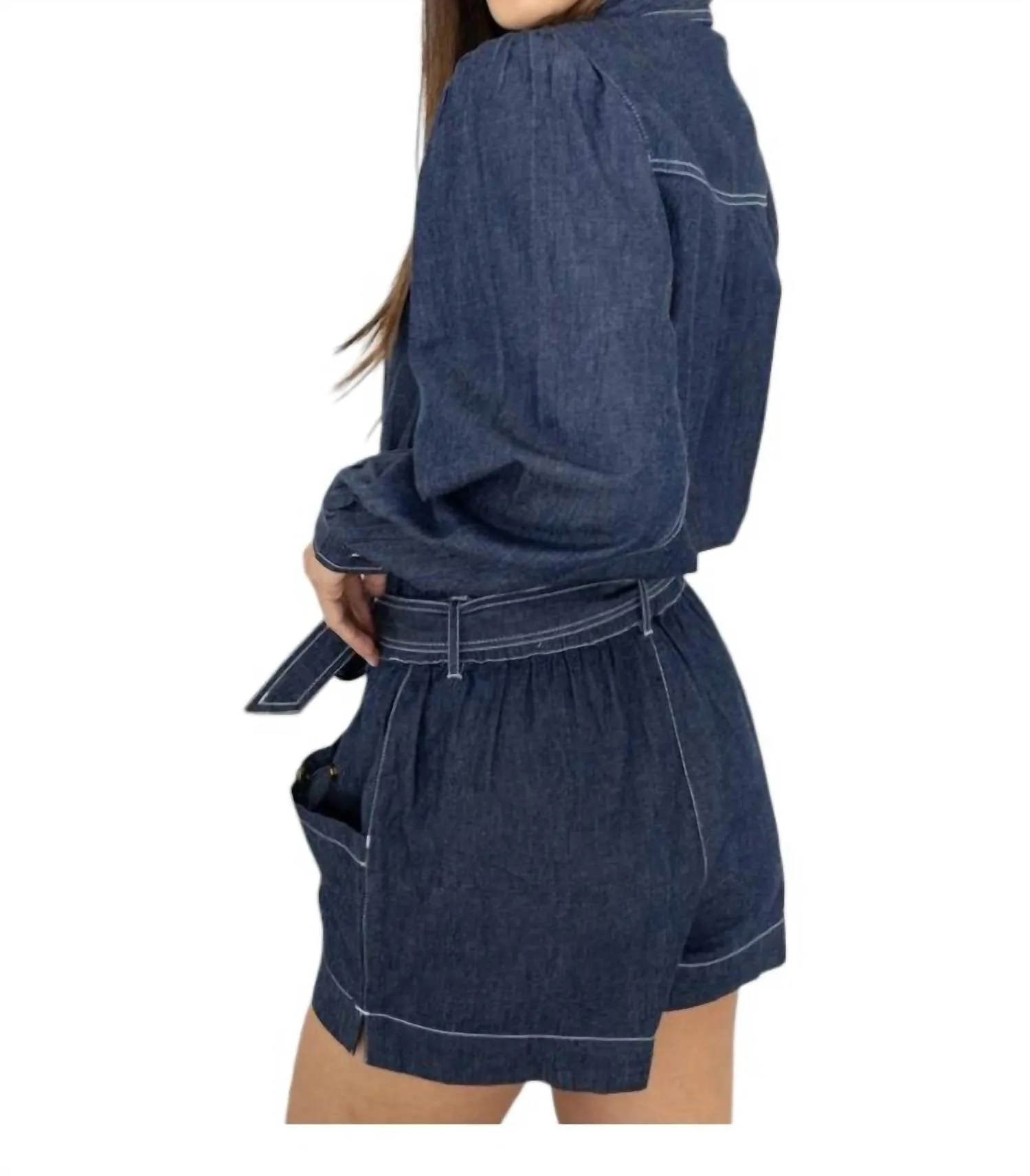 Quincy Romper In Chambray