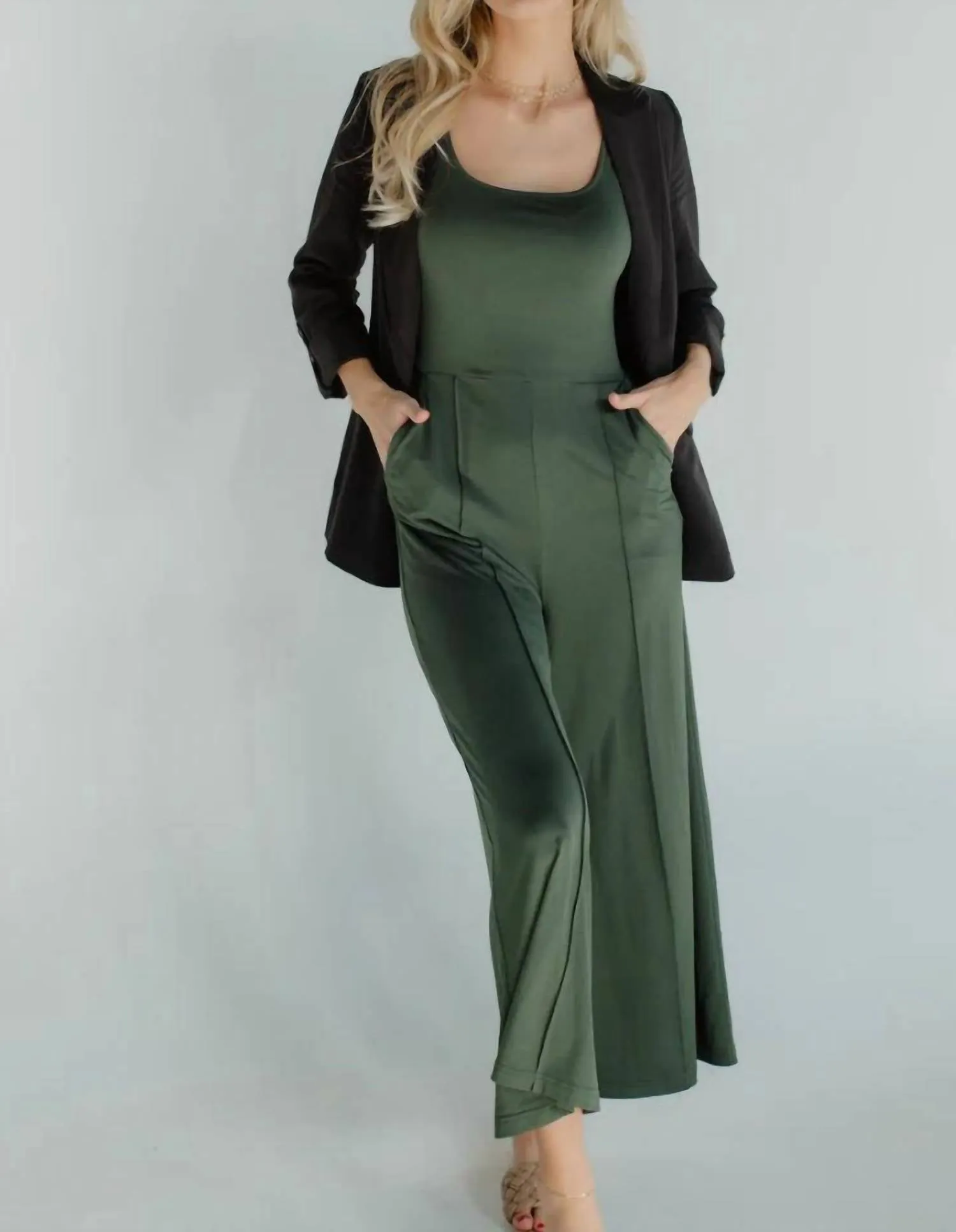 Rae Tailored Jumpsuit In Green