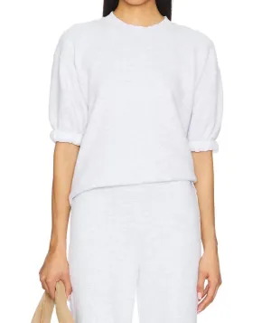 Rebecca French Terry Puff Sleeve Sweatshirt In White