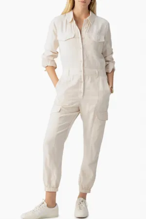 Rebel Long Sleeve Jumpsuit In Toasted Almond