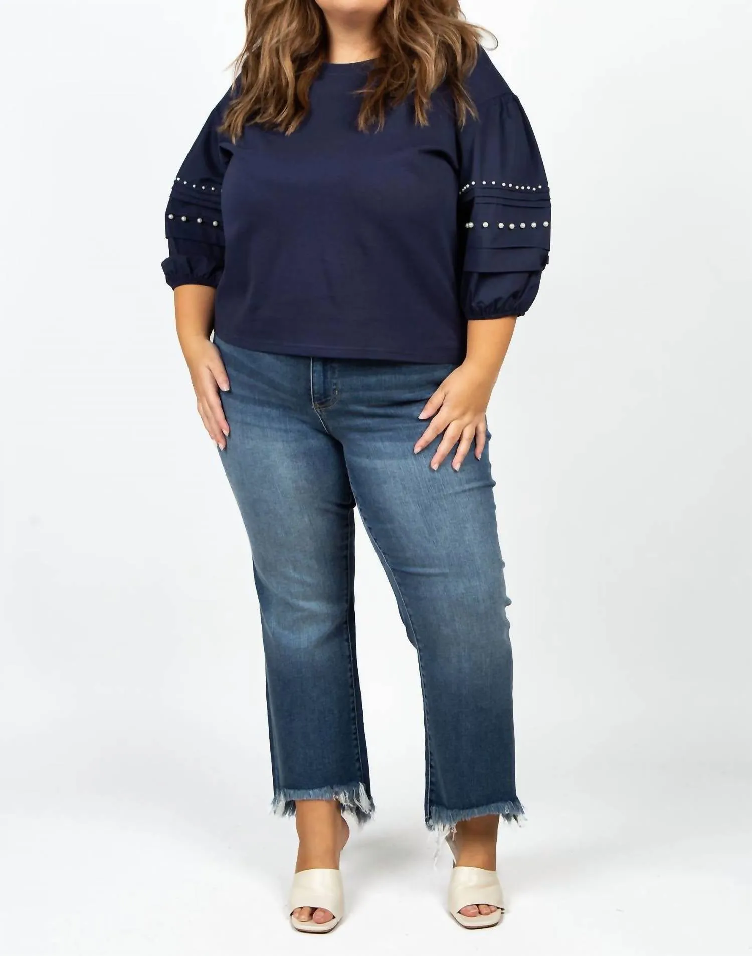 Royse Pearl Top - Plus In Navy