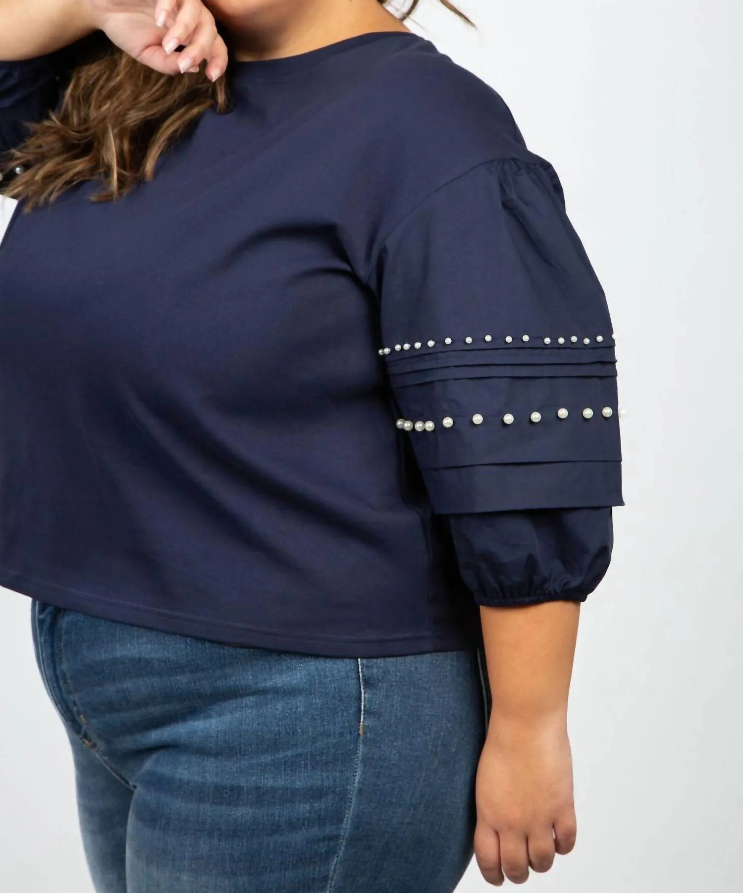 Royse Pearl Top - Plus In Navy