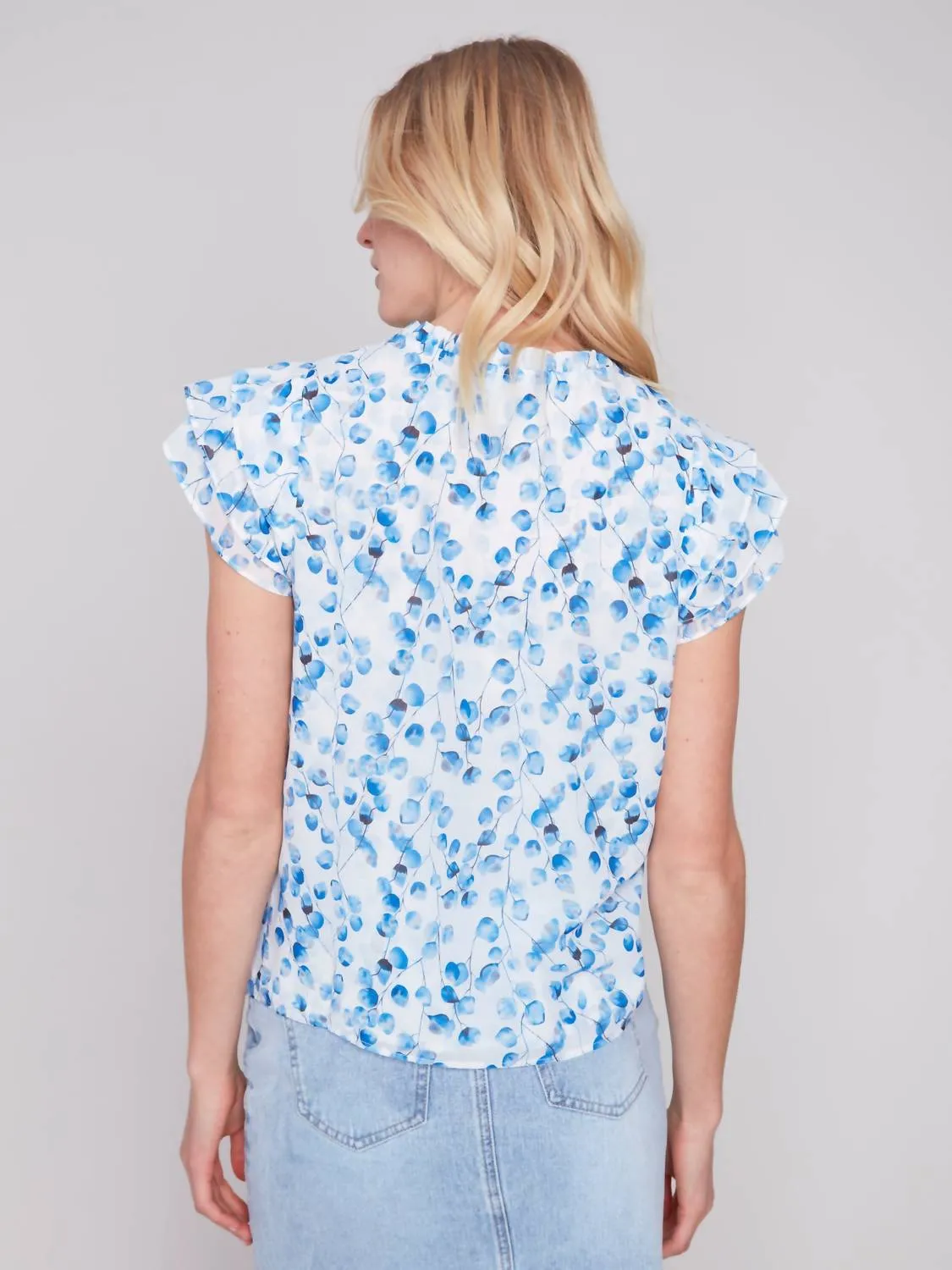 Ruffle Sleeve Blouse In Riviera