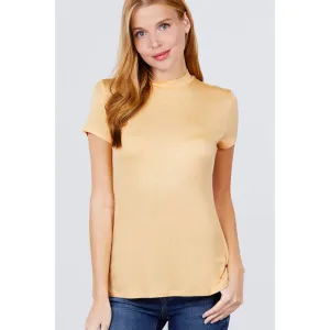 Short Sleeve Mock Neck Rayon Spandex Rib Top