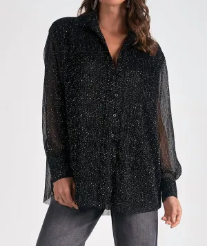 Sparkle Spec Long Sleeve Blouse In Black