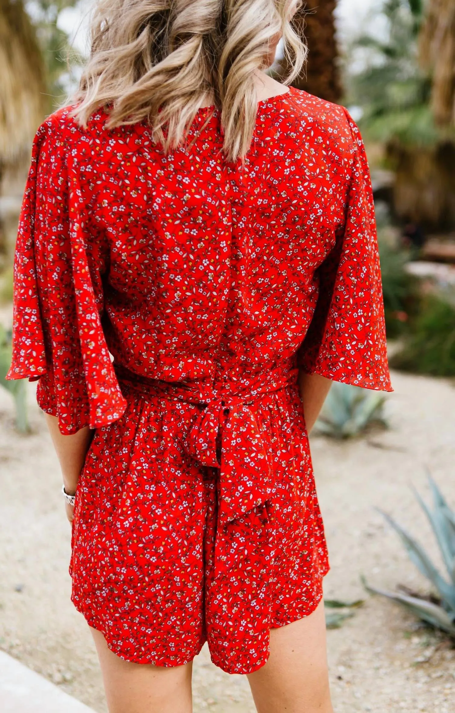 Spring Breaker Flutter Sleeve Romper In Red