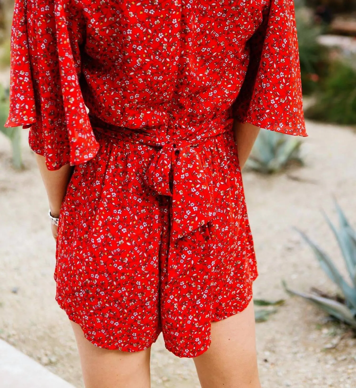 Spring Breaker Flutter Sleeve Romper In Red