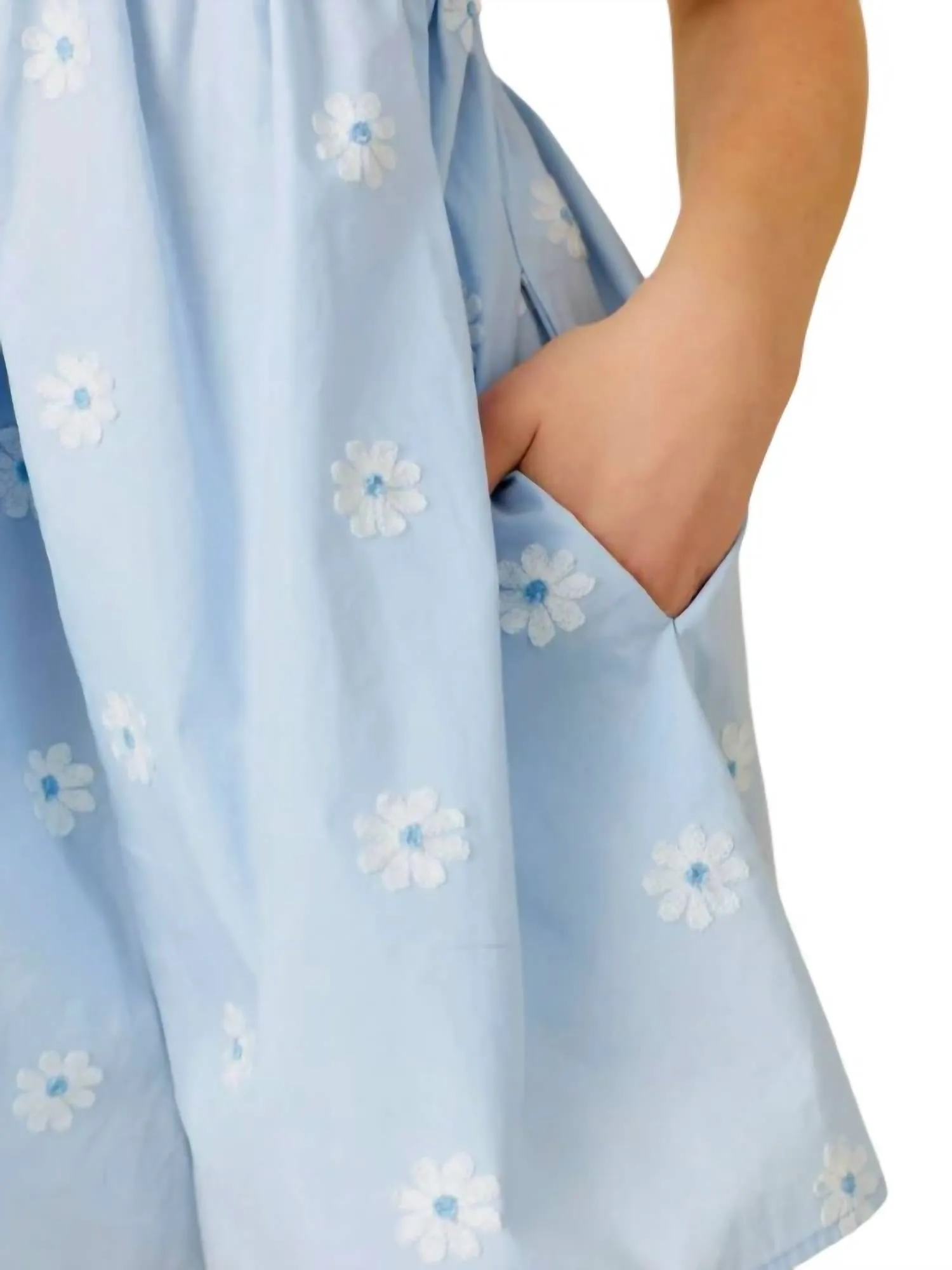 Summer Daisy Babydoll Romper In Light Blue