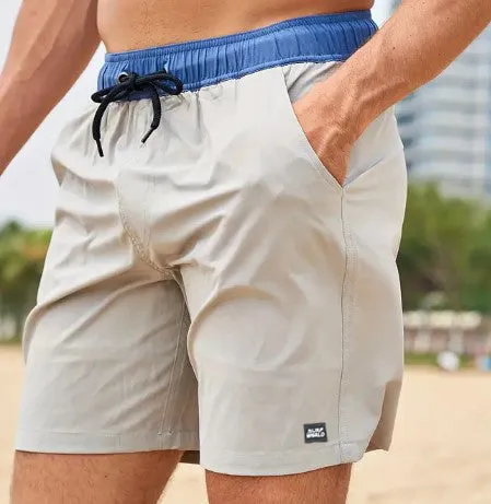 Surf World Elastic Solid Swim / Surf Shorts - Light Grey Blue