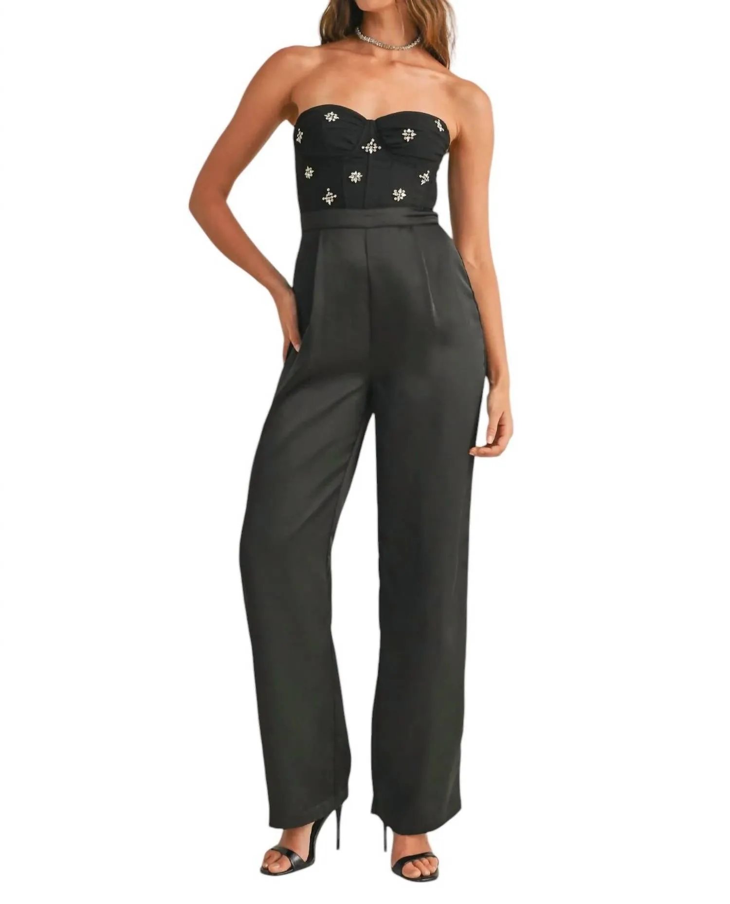 Sweetheart Neck Jumpsuit In Black