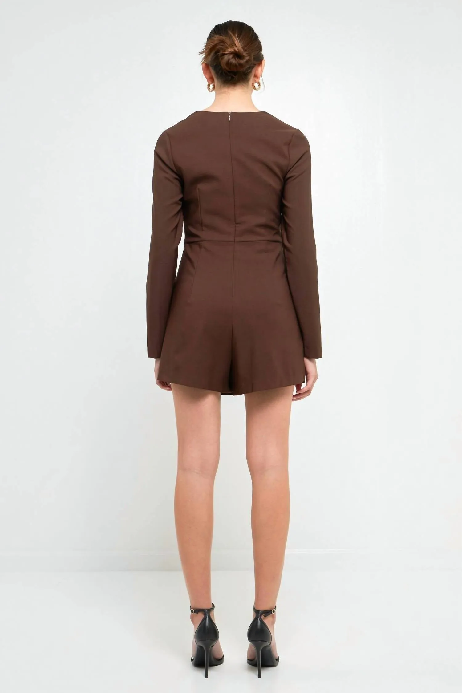 Talk Too Much Romper In Brown