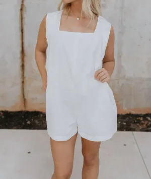 Teagan Square Neckline Romper In White