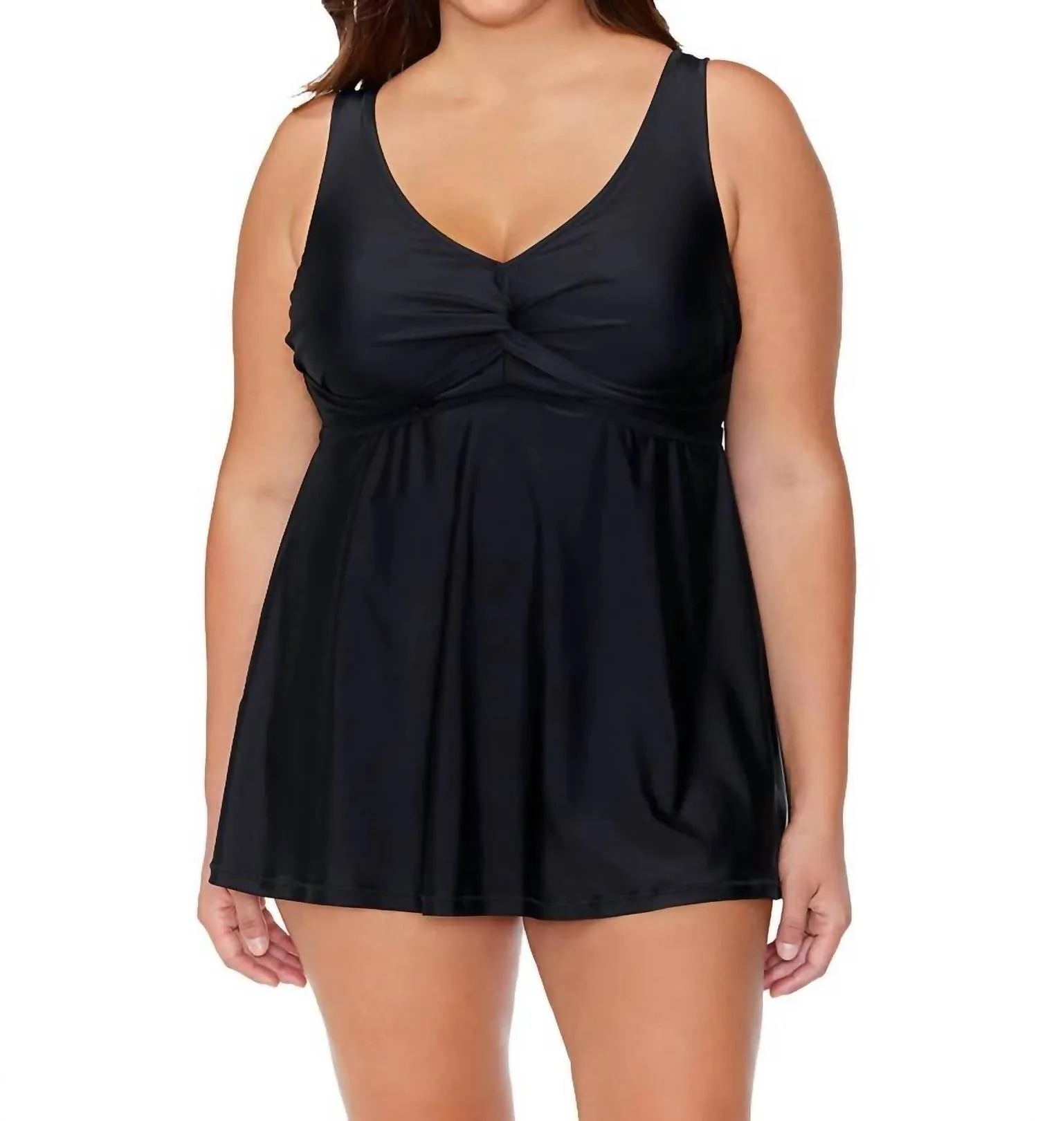 Tranquilo Solid Lucia Swim Dress In Black