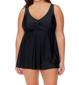 Tranquilo Solid Lucia Swim Dress In Black