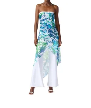 Tropical Print Jumpsuit In Vanilla/multi