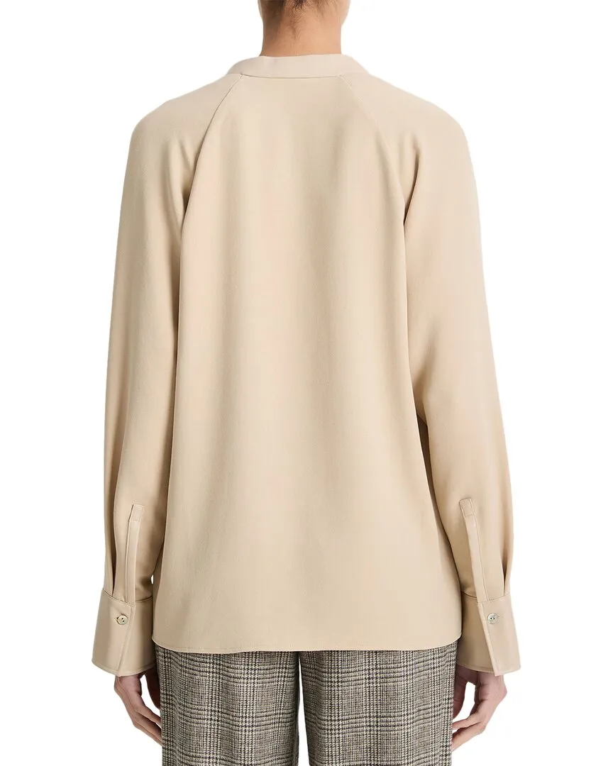 Vince Leather-Trim Dolman Sleeve Blouse