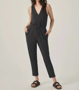 Waffle Scuba Tank Jumpsuit In Lead