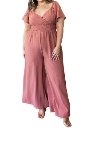 Wandering Valley Wide Leg Jumpsuit In Mauve