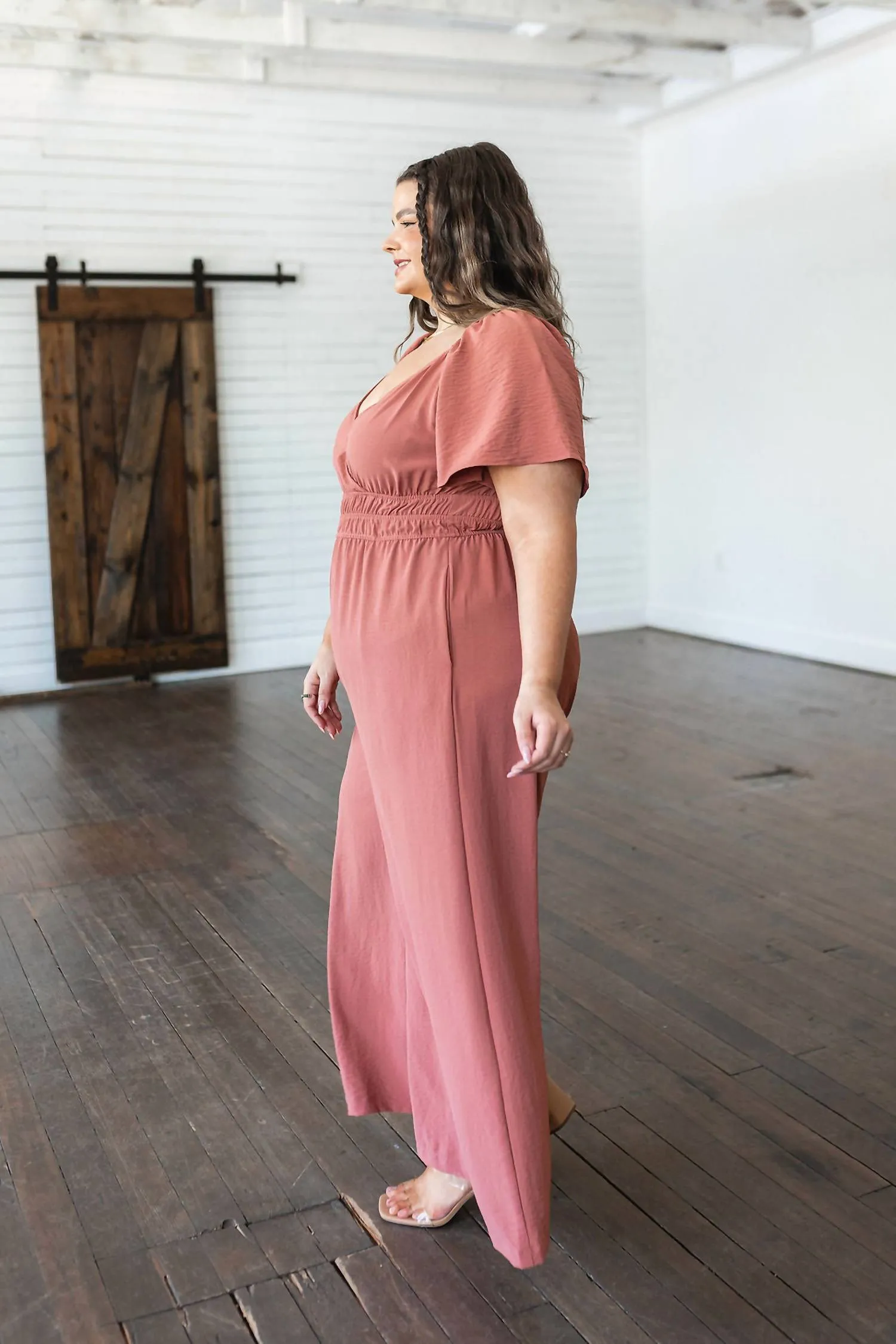 Wandering Valley Wide Leg Jumpsuit In Mauve