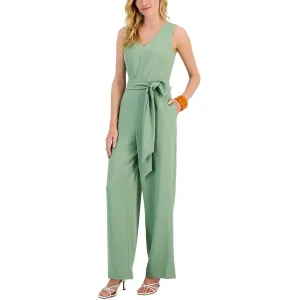 Womens Belted V-Neck Jumpsuit