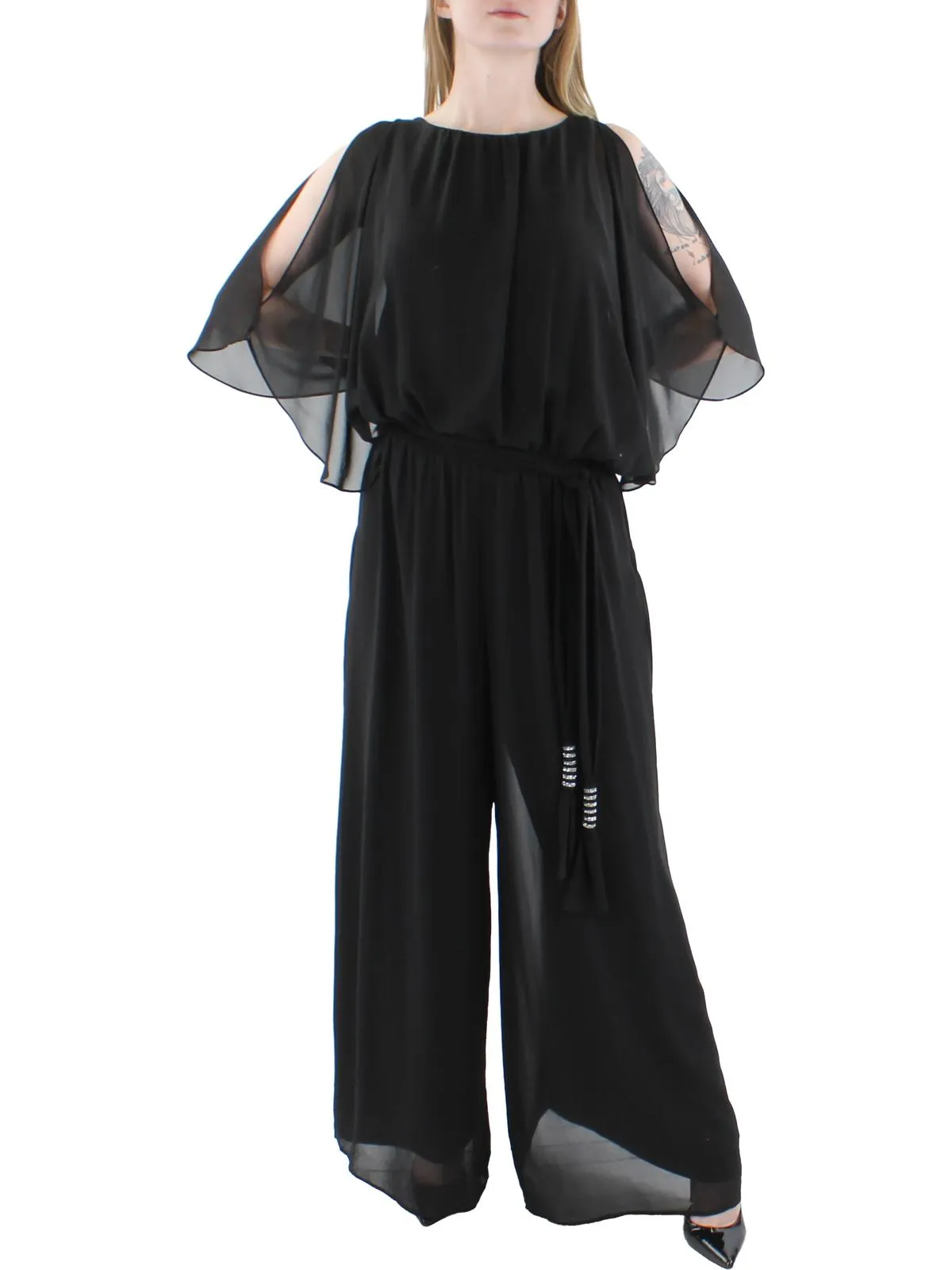 Womens Cut-Out Blouson Jumpsuit