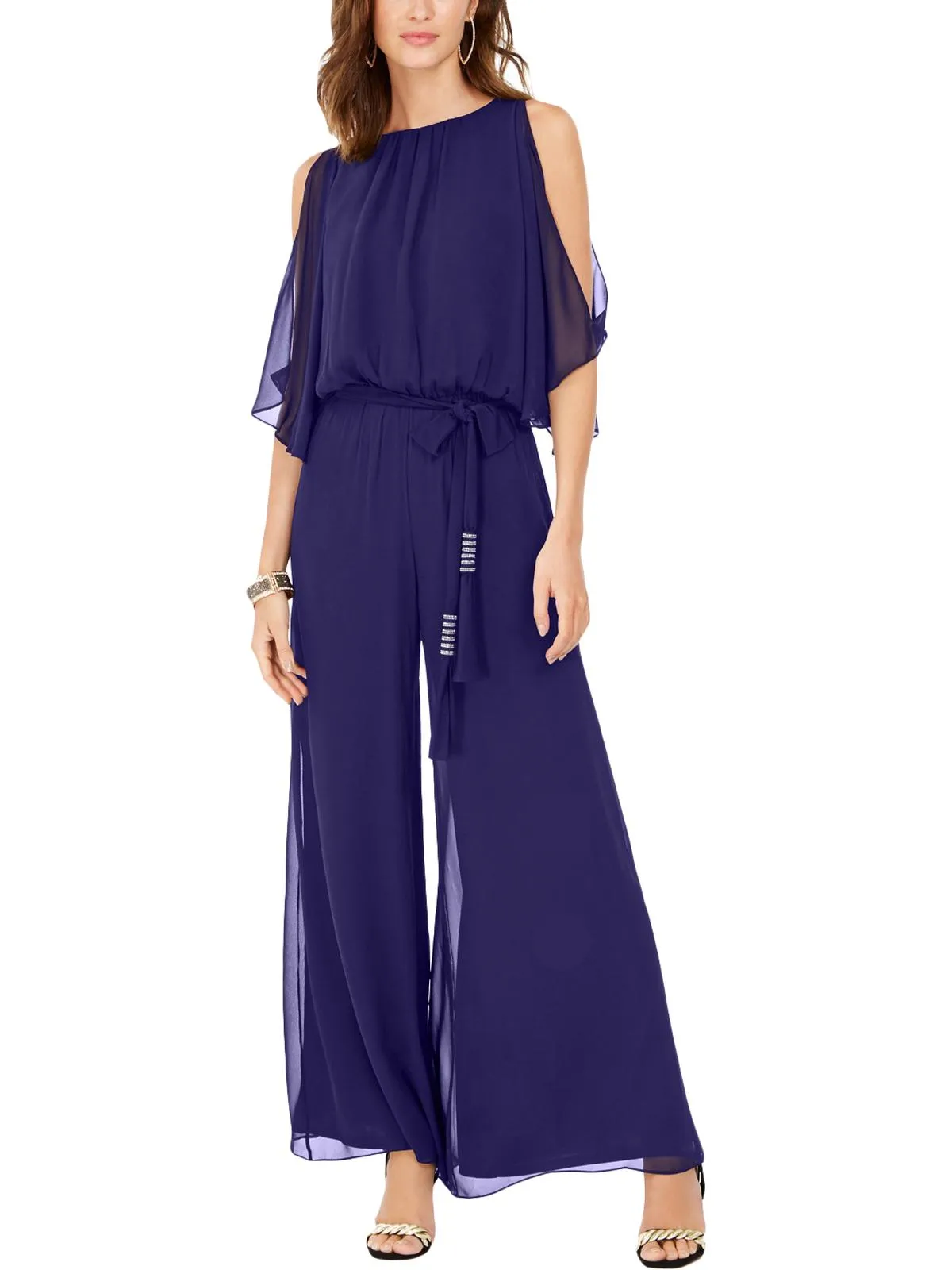 Womens Cut-Out Blouson Jumpsuit