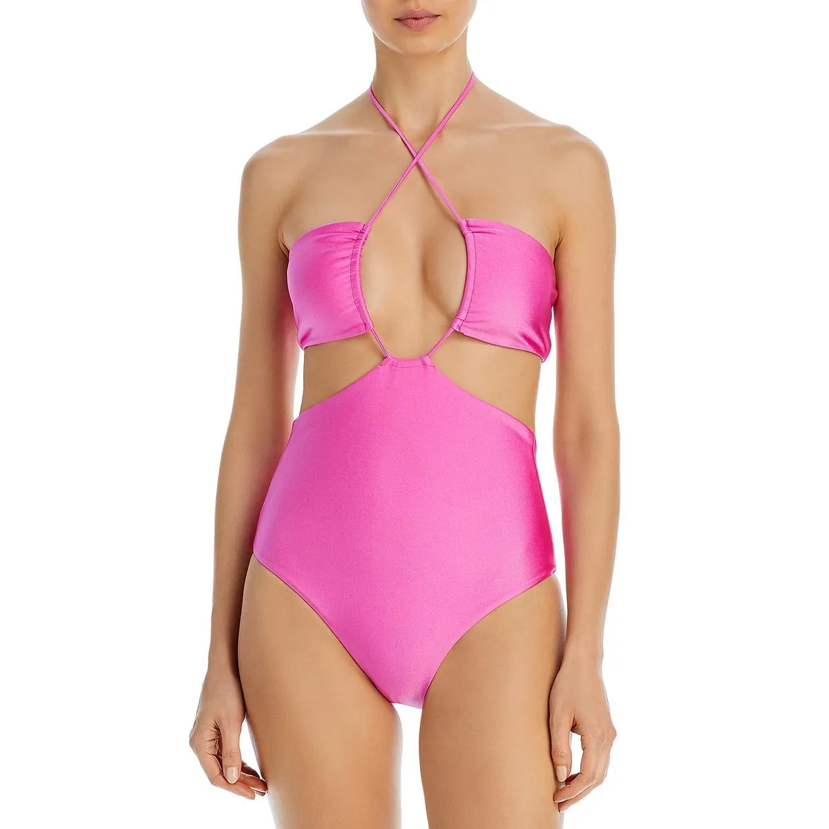 Womens Cut-Out Nylon One-Piece Swimsuit