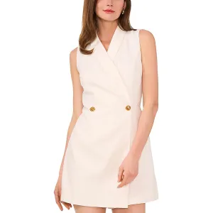 Womens Double-Breasted Linen Romper