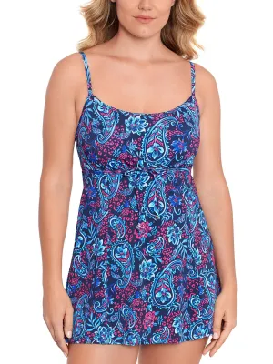 Womens Floral Tummy Control One-Piece Swimsuit