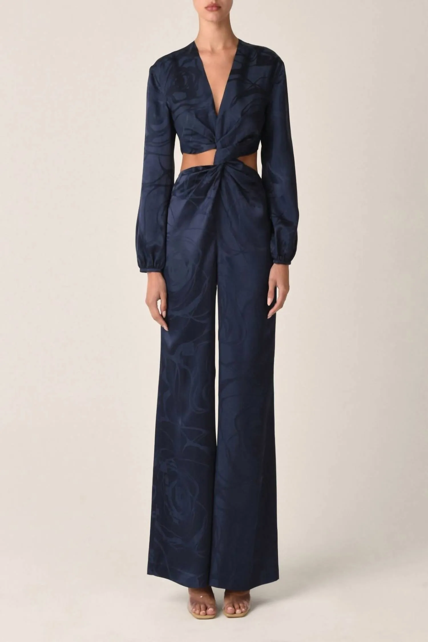 Women's Joely Jumpsuit In Navy Jacquard