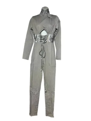 Women's Lace Up Jumpsuit In Black