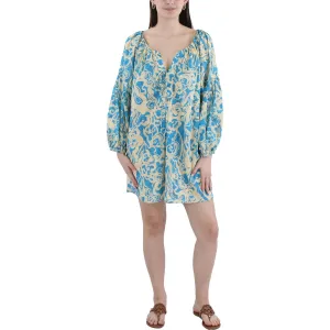 Womens Printed Cotton Peasant Top