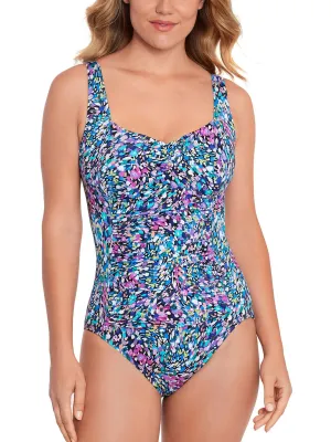 Womens Printed Tummy Control One-Piece Swimsuit