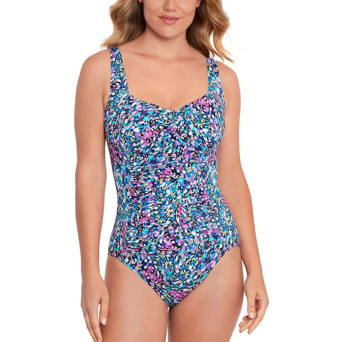 Womens Printed Tummy Control One-Piece Swimsuit