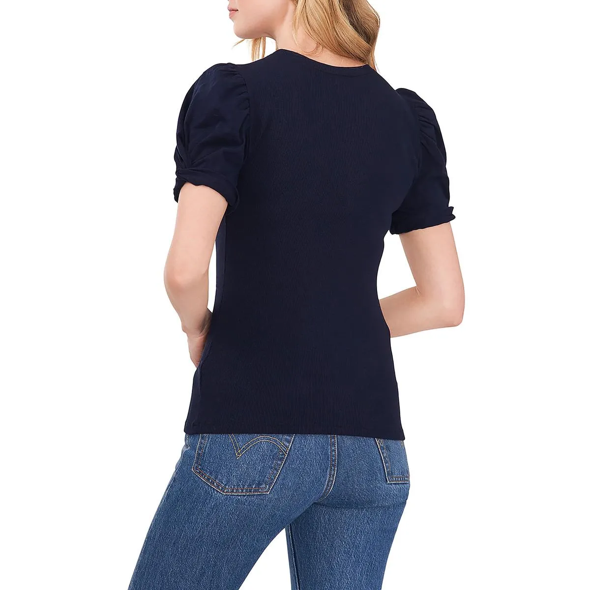 Womens Ribbed Crewneck Pullover Top