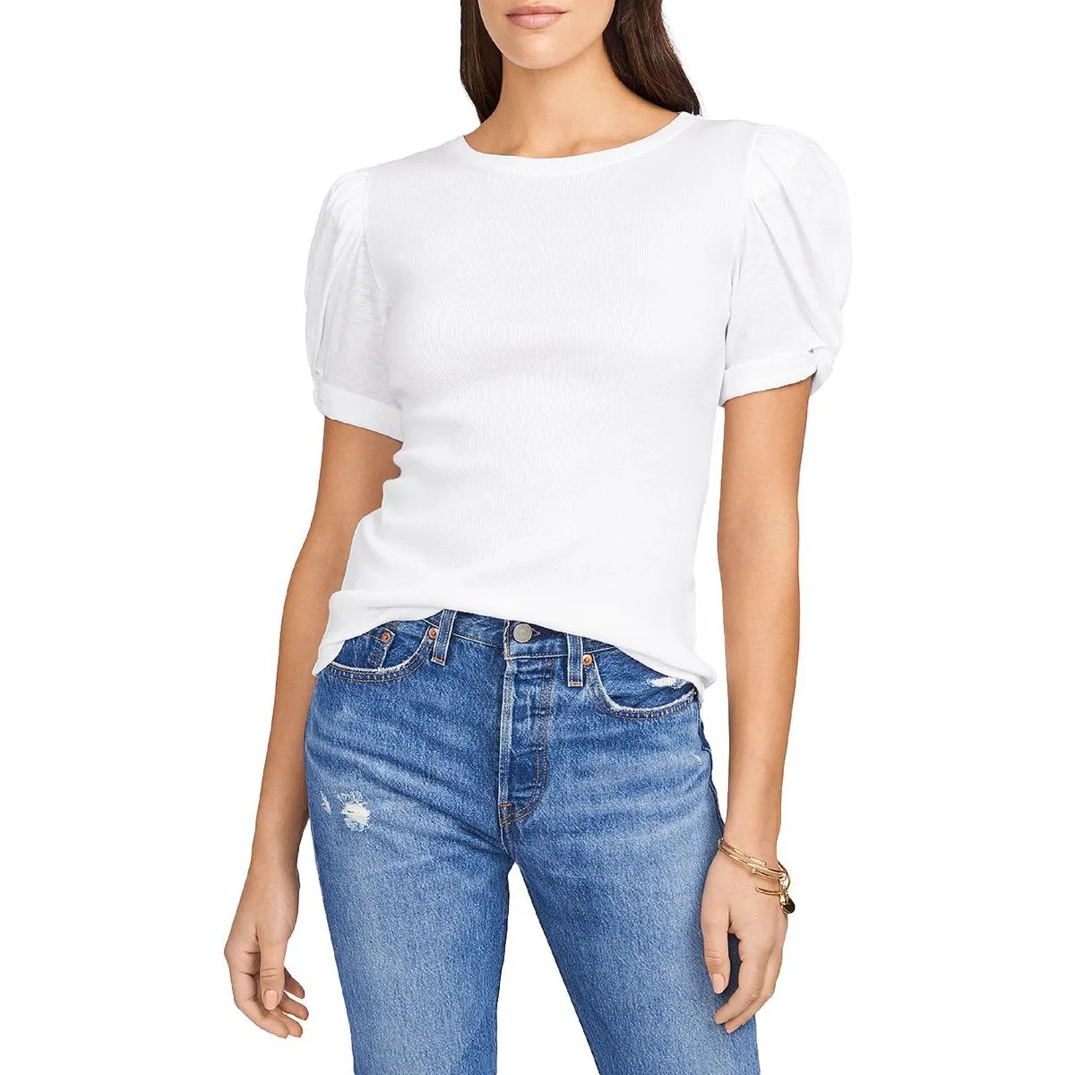 Womens Ribbed Crewneck Pullover Top
