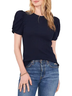 Womens Ribbed Crewneck Pullover Top