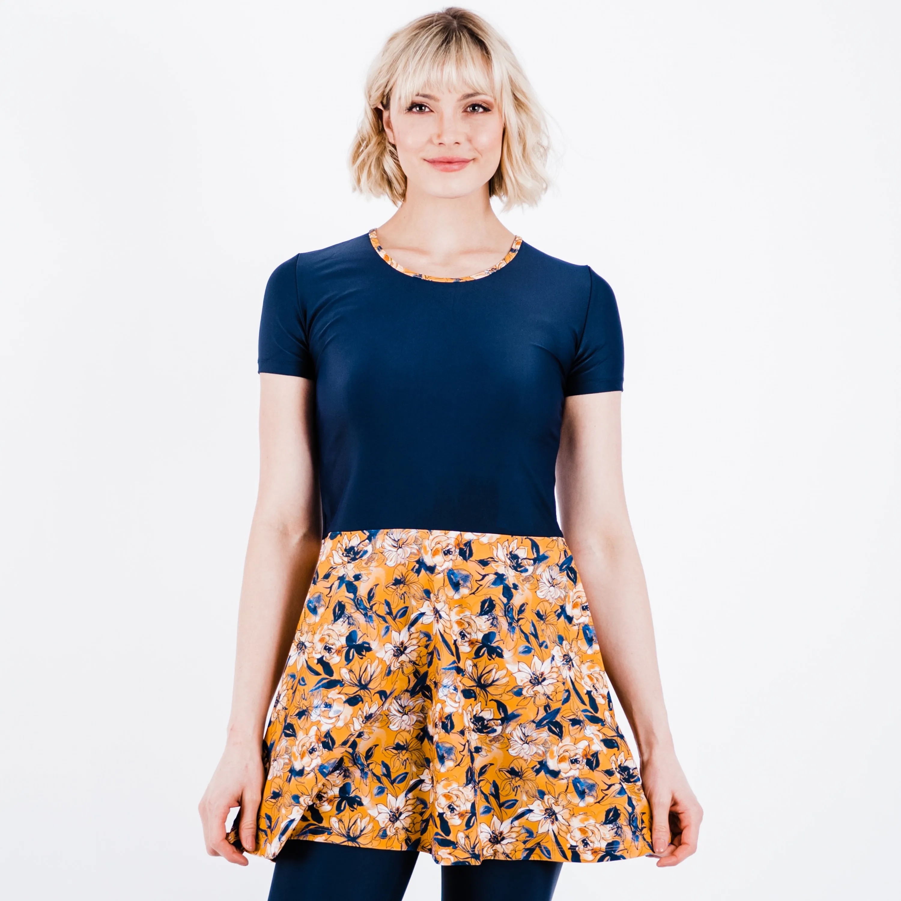Women's Short Sleeve Vintage Swim Dress