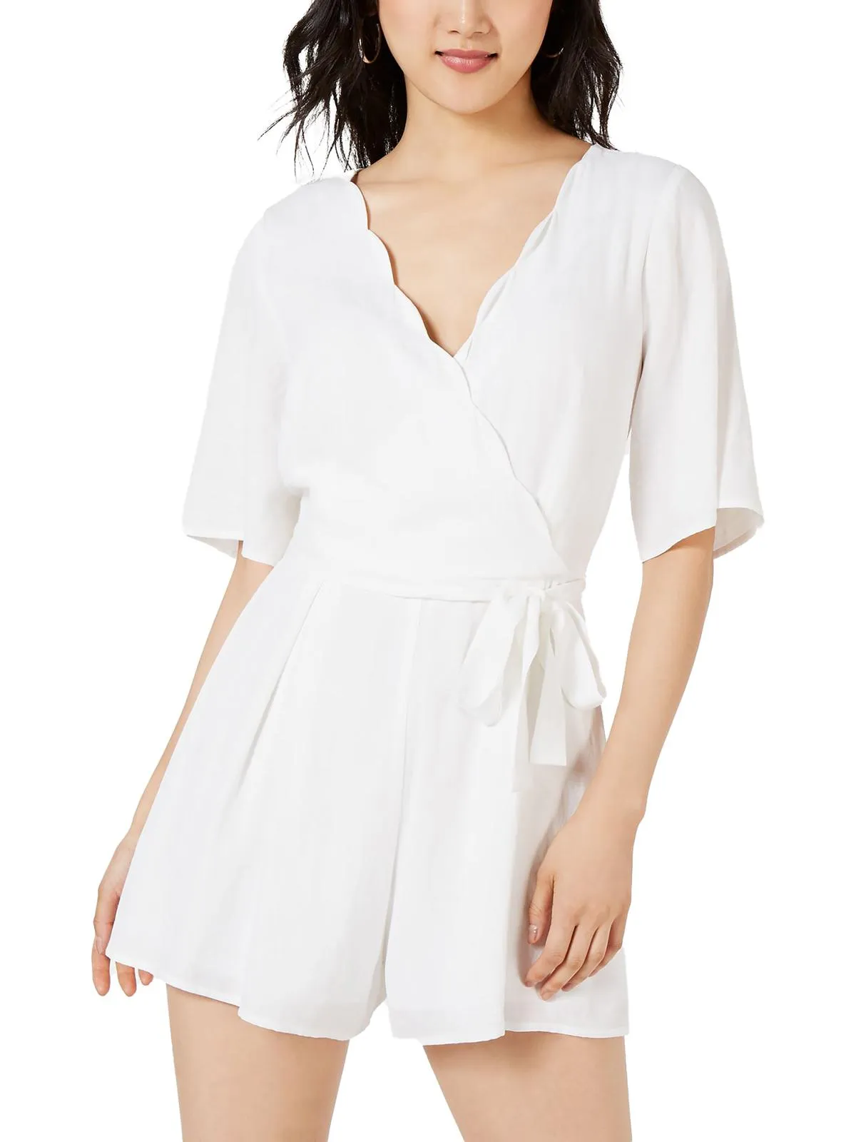 Womens Surplice Short Sleeve Romper